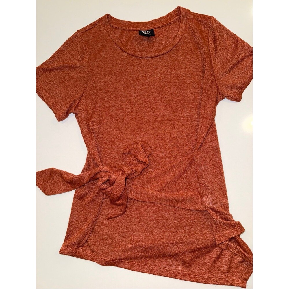 Bobeau Rust Knit Side-Tie Top — Size M